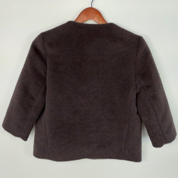 Cos Alpaca Wool Blend Cropped Fur Coat Jacket Size 4 Brown Quiet Luxury - Picture 12 of 12